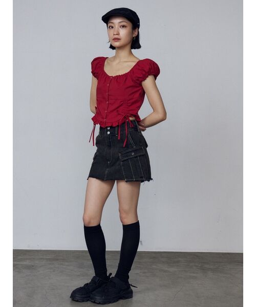 EMODA（エモダ）の「スタッズベルトハンチングキャップ（ハンチング/ベレー帽・レディース・ブラック/グレー・FREE）」の8枚目の写真