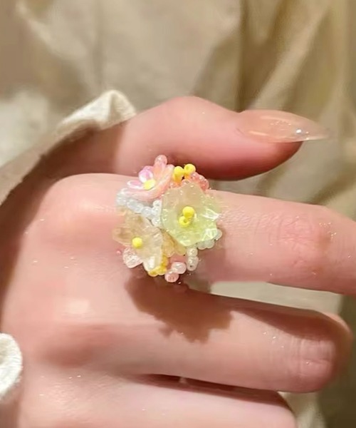 関送込*AMY O *バゲット + エタニティ ビーズ リング セット 指輪 リング 「 ammy. / エイミードット 」 ナチュラルカラー