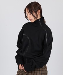 asymmetry zip up sweat pullover