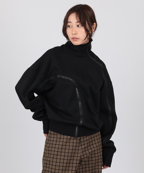 SUWDEE(スーディー)の「asymmetry zip up sweat pullover(スウェット・レディース・グレー/アイボリー/ブラック・FREE)」の6枚目の写真