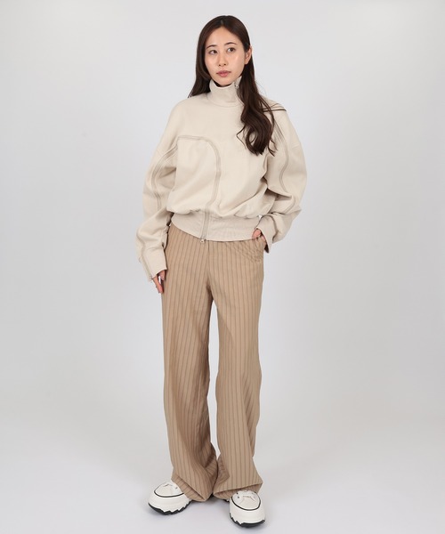 SUWDEE(スーディー)の「asymmetry zip up sweat pullover(スウェット・レディース・グレー/アイボリー/ブラック・FREE)」の9枚目の写真