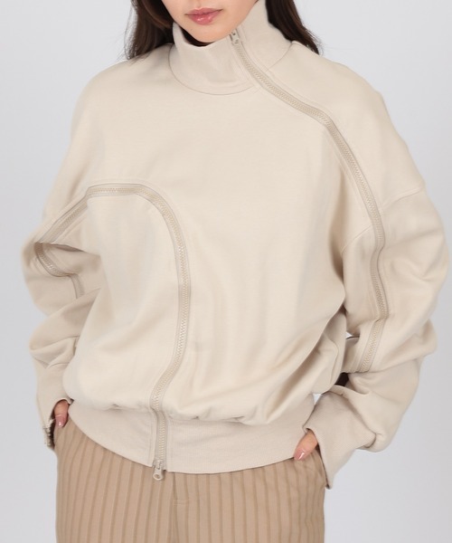 SUWDEE(スーディー)の「asymmetry zip up sweat pullover(スウェット・レディース・グレー/アイボリー/ブラック・FREE)」の10枚目の写真