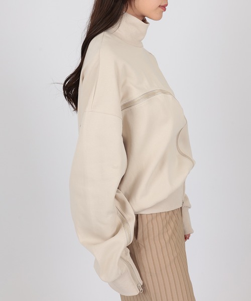 SUWDEE(スーディー)の「asymmetry zip up sweat pullover(スウェット・レディース・グレー/アイボリー/ブラック・FREE)」の13枚目の写真
