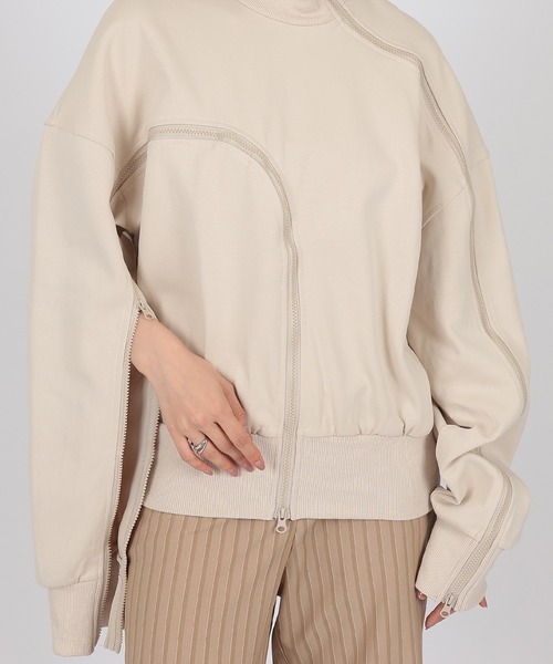 SUWDEE(スーディー)の「asymmetry zip up sweat pullover(スウェット・レディース・グレー/アイボリー/ブラック・FREE)」の16枚目の写真