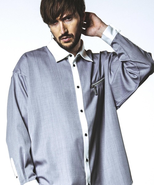 NO ID.(ノーアイディ)の「【NO ID.】Cleric Big Zip Shirt / クレリック ビッグ ジップ シャツ(シャツ/ブラウス・メンズ・ブラック/グレー/ホワイト・ONE SIZE)」の3枚目の写真