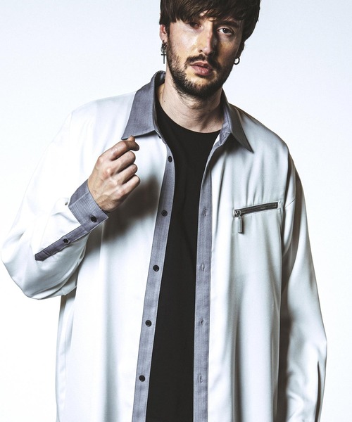 NO ID.(ノーアイディ)の「【NO ID.】Cleric Big Zip Shirt / クレリック ビッグ ジップ シャツ(シャツ/ブラウス・メンズ・ブラック/グレー/ホワイト・ONE SIZE)」の2枚目の写真