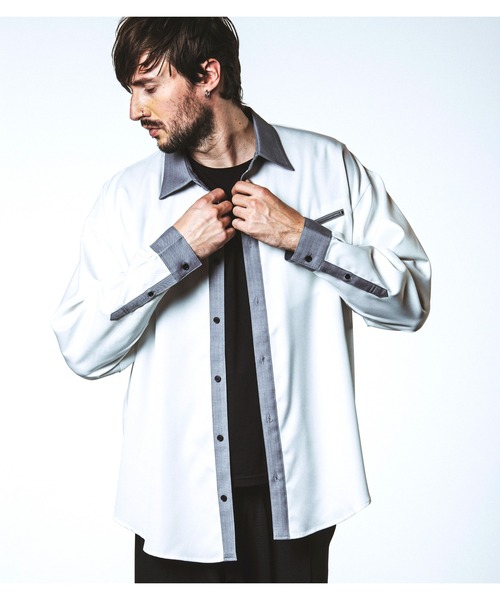 NO ID.(ノーアイディ)の「【NO ID.】Cleric Big Zip Shirt / クレリック ビッグ ジップ シャツ(シャツ/ブラウス・メンズ・ブラック/グレー/ホワイト・ONE SIZE)」の6枚目の写真