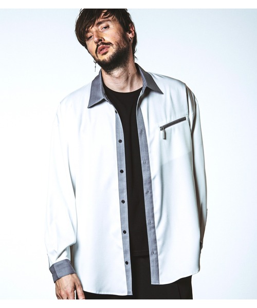 NO ID.(ノーアイディ)の「【NO ID.】Cleric Big Zip Shirt / クレリック ビッグ ジップ シャツ(シャツ/ブラウス・メンズ・ブラック/グレー/ホワイト・ONE SIZE)」の9枚目の写真