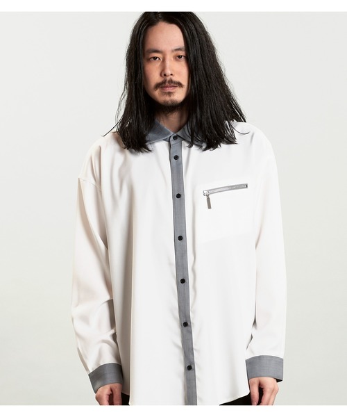 NO ID.(ノーアイディ)の「【NO ID.】Cleric Big Zip Shirt / クレリック ビッグ ジップ シャツ(シャツ/ブラウス・メンズ・ブラック/グレー/ホワイト・ONE SIZE)」の18枚目の写真