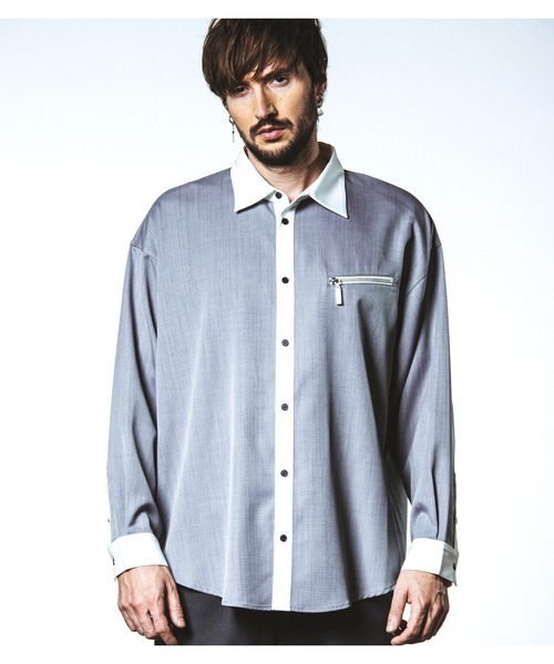 NO ID.(ノーアイディ)の「【NO ID.】Cleric Big Zip Shirt / クレリック ビッグ ジップ シャツ(シャツ/ブラウス・メンズ・ブラック/グレー/ホワイト・ONE SIZE)」の11枚目の写真