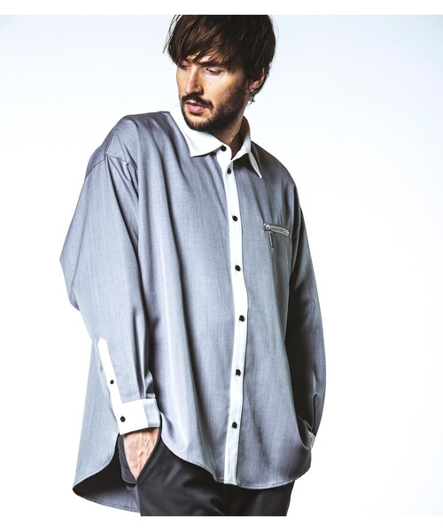 NO ID.(ノーアイディ)の「【NO ID.】Cleric Big Zip Shirt / クレリック ビッグ ジップ シャツ(シャツ/ブラウス・メンズ・ブラック/グレー/ホワイト・ONE SIZE)」の14枚目の写真