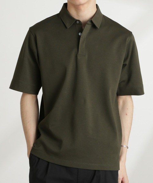 NANO universe(ナノユニバース)の「ダブルスムース比翼ポロ(ポロシャツ・メンズ・ブラック/ダークグレー/ホワイト/カーキ・S/M/L/XL)」の4枚目の写真