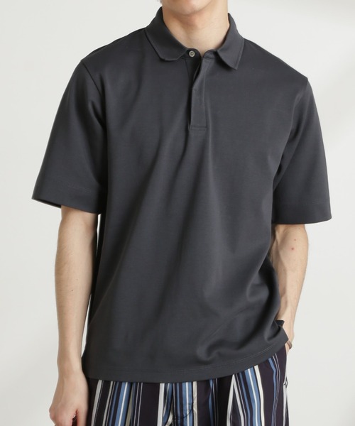 NANO universe(ナノユニバース)の「ダブルスムース比翼ポロ(ポロシャツ・メンズ・ブラック/ダークグレー/ホワイト/カーキ・S/M/L/XL)」の3枚目の写真