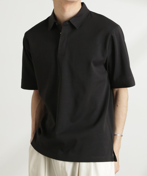 NANO universe(ナノユニバース)の「ダブルスムース比翼ポロ(ポロシャツ・メンズ・ブラック/ダークグレー/ホワイト/カーキ・S/M/L/XL)」の2枚目の写真