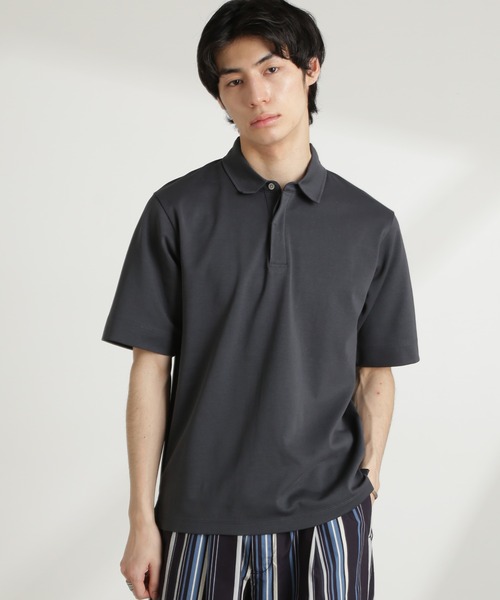 NANO universe(ナノユニバース)の「ダブルスムース比翼ポロ(ポロシャツ・メンズ・ブラック/ダークグレー/ホワイト/カーキ・S/M/L/XL)」の16枚目の写真