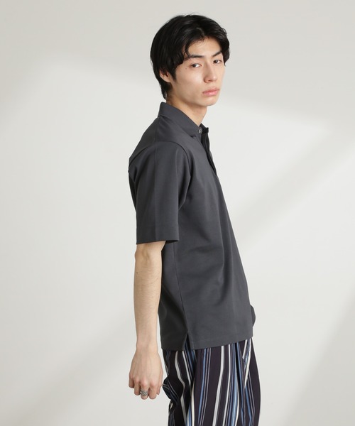 NANO universe(ナノユニバース)の「ダブルスムース比翼ポロ(ポロシャツ・メンズ・ブラック/ダークグレー/ホワイト/カーキ・S/M/L/XL)」の17枚目の写真