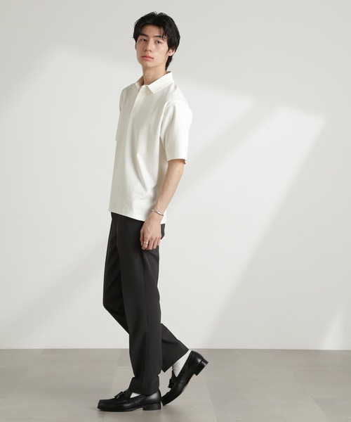 NANO universe(ナノユニバース)の「ダブルスムース比翼ポロ(ポロシャツ・メンズ・ブラック/ダークグレー/ホワイト/カーキ・S/M/L/XL)」の13枚目の写真