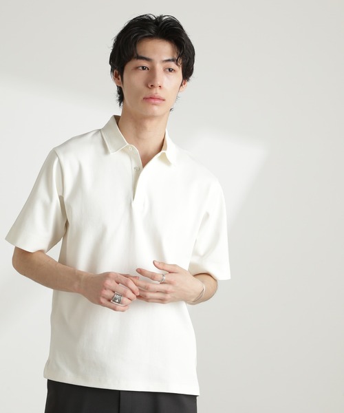 NANO universe(ナノユニバース)の「ダブルスムース比翼ポロ(ポロシャツ・メンズ・ブラック/ダークグレー/ホワイト/カーキ・S/M/L/XL)」の9枚目の写真