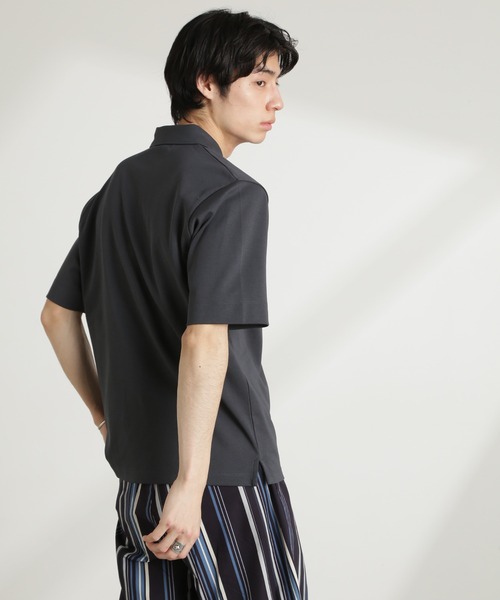NANO universe(ナノユニバース)の「ダブルスムース比翼ポロ(ポロシャツ・メンズ・ブラック/ダークグレー/ホワイト/カーキ・S/M/L/XL)」の18枚目の写真