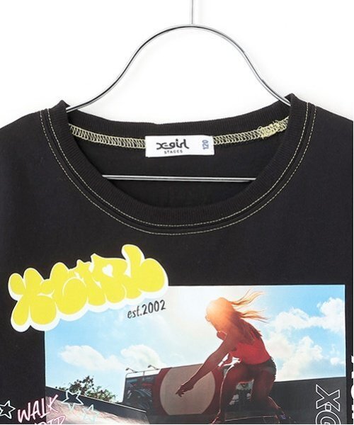 X-girl Stages(エックスガールステージス)の「スケボーガールフォトプリント半袖Tシャツ(Tシャツ/カットソー・キッズ・オフホワイト/ブラック・120cm/110cm/130cm/100cm/90cm/80cm/140cm)」の4枚目の写真