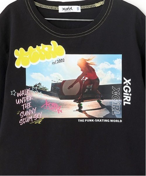 X-girl フォトプリント 半袖シャツ セール】スケボーガールフォトプリント半袖Tシャツ（Tシャツ