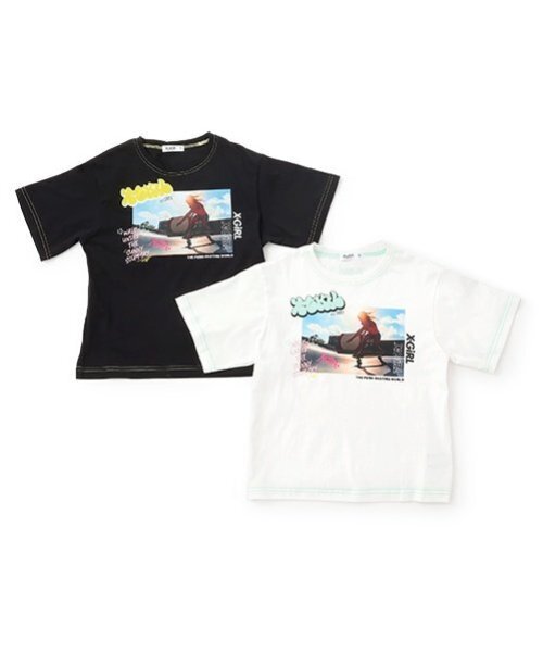 X-girl Stages(エックスガールステージス)の「スケボーガールフォトプリント半袖Tシャツ(Tシャツ/カットソー・キッズ・オフホワイト/ブラック・120cm/110cm/130cm/100cm/90cm/80cm/140cm)」の10枚目の写真