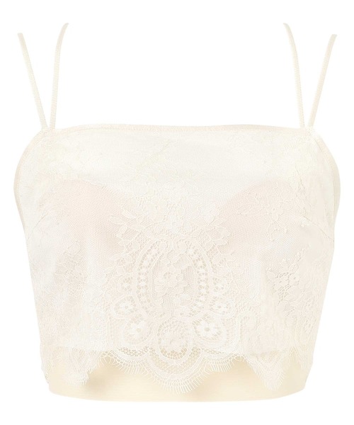 AMPHI（アンフィ）の「アイラッシュラッセルレース ノンワイヤー ブラキャミソール(カップ付インナー)（インナーウェア/肌着・レディース・ベージュ/ブルー/ブラック・MEDIUM/LARGE/M(UB-)/L(UB-)/LL(UB-)）」の2枚目の写真