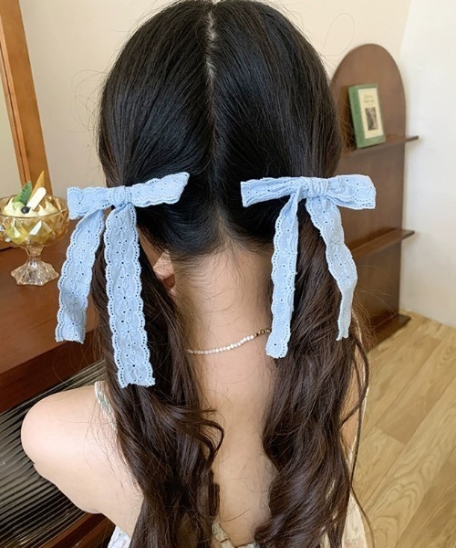 SHEPP（シープ）の「【1P】レースリボン ヘアクリップ（バレッタ/ヘアクリップ・レディース・ブルー/ホワイト/ピンク・F）」の12枚目の写真