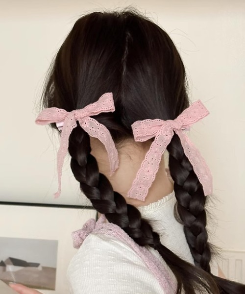 SHEPP（シープ）の「【1P】レースリボン ヘアクリップ（バレッタ/ヘアクリップ・レディース・ブルー/ホワイト/ピンク・F）」の13枚目の写真