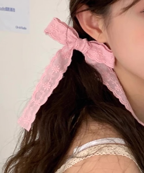 SHEPP（シープ）の「【1P】レースリボン ヘアクリップ（バレッタ/ヘアクリップ・レディース・ブルー/ホワイト/ピンク・F）」の14枚目の写真