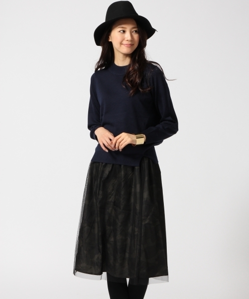 GLOBAL WORK(グローバルワーク)の「ニット*チュールスカートワンピース/570254(ワンピース・レディース・グレー/カーキ/ブラウン/ホワイト・MEDIUM/LARGE)」の4枚目の写真