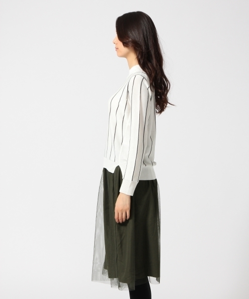 GLOBAL WORK(グローバルワーク)の「ニット*チュールスカートワンピース/570254(ワンピース・レディース・グレー/カーキ/ブラウン/ホワイト・MEDIUM/LARGE)」の9枚目の写真
