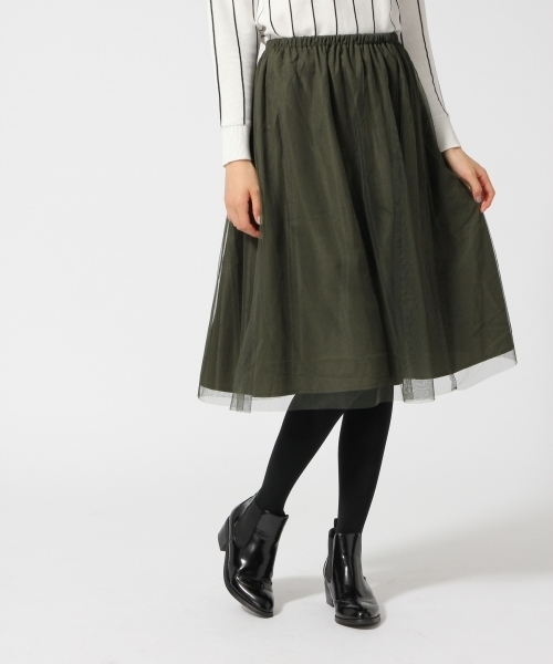 GLOBAL WORK(グローバルワーク)の「ニット*チュールスカートワンピース/570254(ワンピース・レディース・グレー/カーキ/ブラウン/ホワイト・MEDIUM/LARGE)」の10枚目の写真