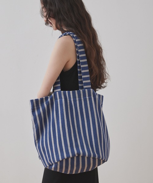 ★超レア★ 【VS】 ★折りたためる 人気のストライプ BAG★ Unblend】パイル ストライプ ビッグトートバッグ MONO-MART