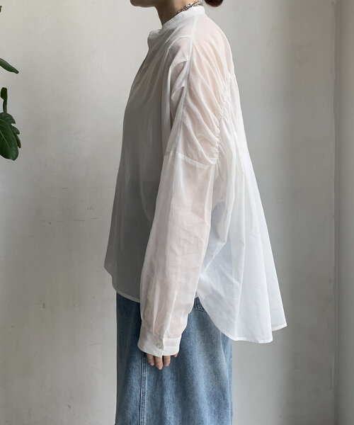 DouDou(ドゥドゥ)の「【WEB限定】コットンオーガンジーバックギャザーブラウス(シャツ/ブラウス・レディース・ブラック/オフホワイト・FREE)」の13枚目の写真