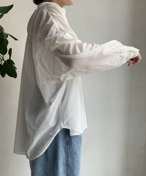 DouDou(ドゥドゥ)の「【WEB限定】コットンオーガンジーバックギャザーブラウス(シャツ/ブラウス・レディース・ブラック/オフホワイト・FREE)」の19枚目の写真