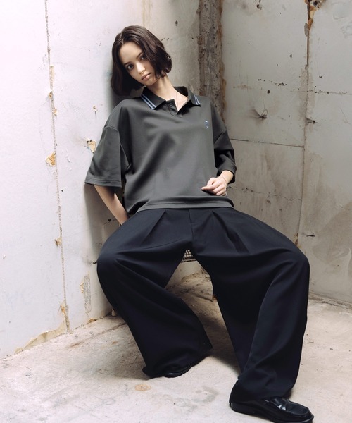 ROCHEM(ローシェン)の「ワンポイントロゴ刺繍鹿の子ポンチ短丈ポロシャツ(ポロシャツ・メンズ・ブラック/ワイン/ホワイト/ネイビー/グリーン/オフホワイト/ベージュ系/グレー・L/M/S/XS)」の10枚目の写真