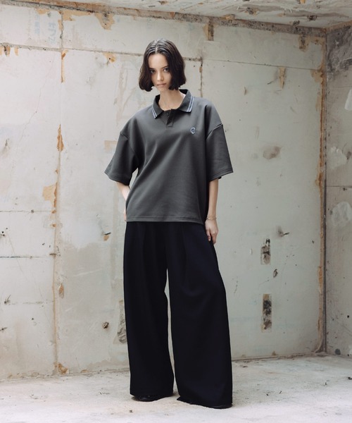 ROCHEM(ローシェン)の「ワンポイントロゴ刺繍鹿の子ポンチ短丈ポロシャツ(ポロシャツ・メンズ・ブラック/ワイン/ホワイト/ネイビー/グリーン/オフホワイト/ベージュ系/グレー・L/M/S/XS)」の12枚目の写真