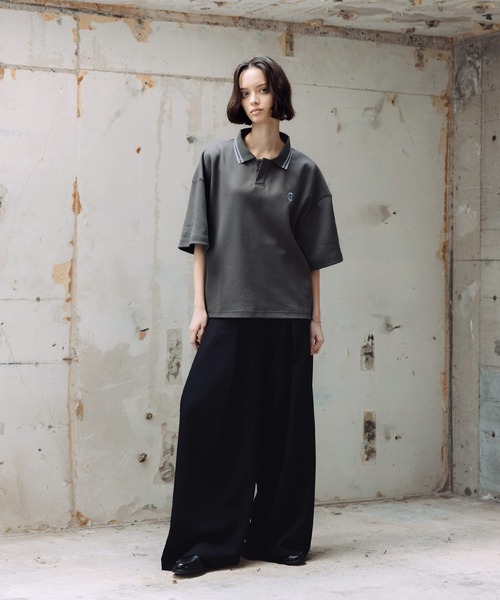 ROCHEM(ローシェン)の「ワンポイントロゴ刺繍鹿の子ポンチ短丈ポロシャツ(ポロシャツ・メンズ・ブラック/ワイン/ホワイト/ネイビー/グリーン/オフホワイト/ベージュ系/グレー・L/M/S/XS)」の13枚目の写真