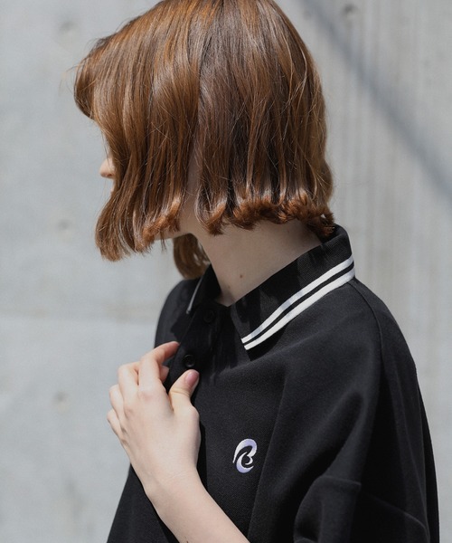 ワンポイントロゴ刺繍ドローコード付鹿の子ポンチポロシャツ