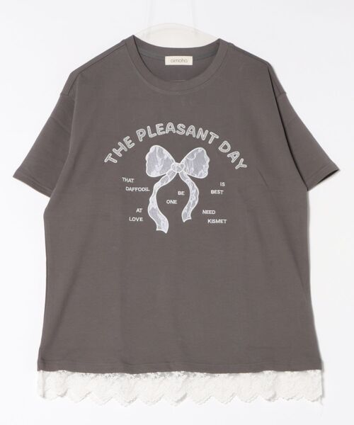 aimoha(アイモハ)の「【aimoha】立体リボンモチーフプリントTシャツ (SS)(Tシャツ/カットソー・レディース・ライトベージュ/ホワイト/ピンク/ダークグレー/ブルー・FREE)」の14枚目の写真