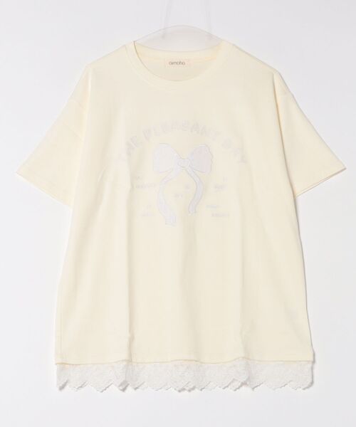 aimoha(アイモハ)の「【aimoha】立体リボンモチーフプリントTシャツ (SS)(Tシャツ/カットソー・レディース・ライトベージュ/ホワイト/ピンク/ダークグレー/ブルー・FREE)」の15枚目の写真