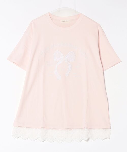 aimoha(アイモハ)の「【aimoha】立体リボンモチーフプリントTシャツ (SS)(Tシャツ/カットソー・レディース・ライトベージュ/ホワイト/ピンク/ダークグレー/ブルー・FREE)」の17枚目の写真