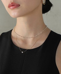Kana（カナ）の「クリアビーズ × ワントップパール2連 ネックレス パーティー 結婚式 お呼ばれ オケージョン（ネックレス）」
