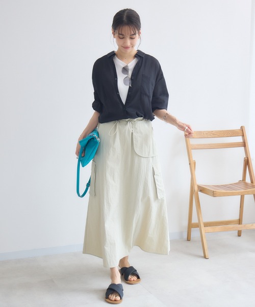 KATHARINE ROSS（キャサリンロス）の「【PILLINI/ピリーニ】マシンウォッシャブル らくケアコットンシャツ（シャツ/ブラウス・レディース・グリーン/オフホワイト/ブラック・MEDIUM）」の11枚目の写真