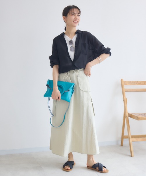 KATHARINE ROSS（キャサリンロス）の「【PILLINI/ピリーニ】マシンウォッシャブル らくケアコットンシャツ（シャツ/ブラウス・レディース・グリーン/オフホワイト/ブラック・MEDIUM）」の10枚目の写真