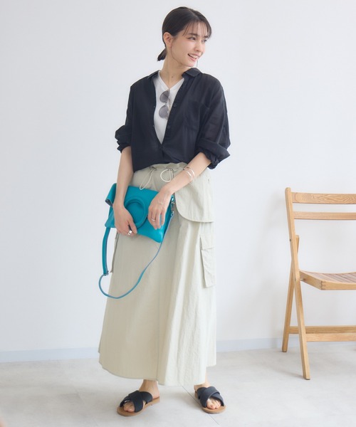 KATHARINE ROSS（キャサリンロス）の「【PILLINI/ピリーニ】マシンウォッシャブル らくケアコットンシャツ（シャツ/ブラウス・レディース・グリーン/オフホワイト/ブラック・MEDIUM）」の8枚目の写真