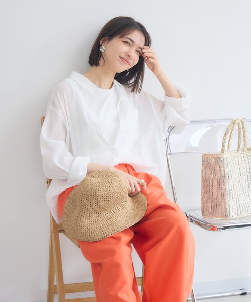 KATHARINE ROSS（キャサリンロス）の「【PILLINI/ピリーニ】マシンウォッシャブル らくケアコットンシャツ（シャツ/ブラウス・レディース・グリーン/オフホワイト/ブラック・MEDIUM）」の22枚目の写真