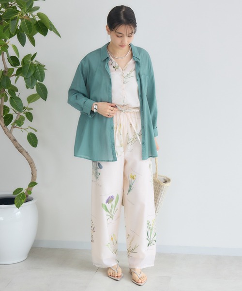 KATHARINE ROSS（キャサリンロス）の「【PILLINI/ピリーニ】マシンウォッシャブル らくケアコットンシャツ（シャツ/ブラウス・レディース・グリーン/オフホワイト/ブラック・MEDIUM）」の19枚目の写真