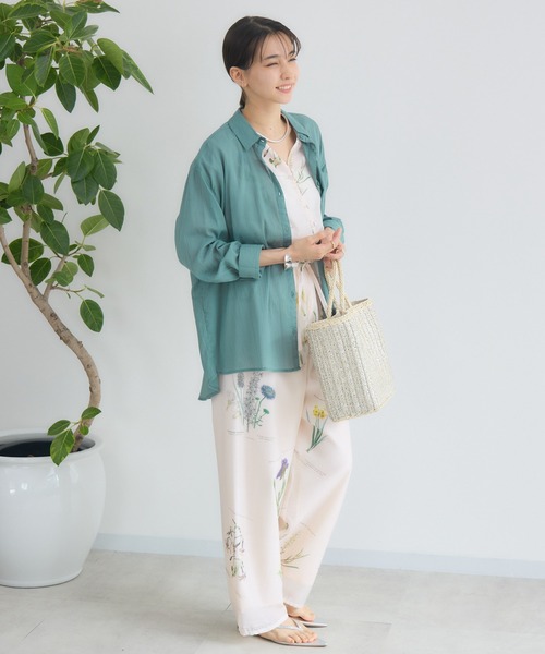 KATHARINE ROSS（キャサリンロス）の「【PILLINI/ピリーニ】マシンウォッシャブル らくケアコットンシャツ（シャツ/ブラウス・レディース・グリーン/オフホワイト/ブラック・MEDIUM）」の18枚目の写真